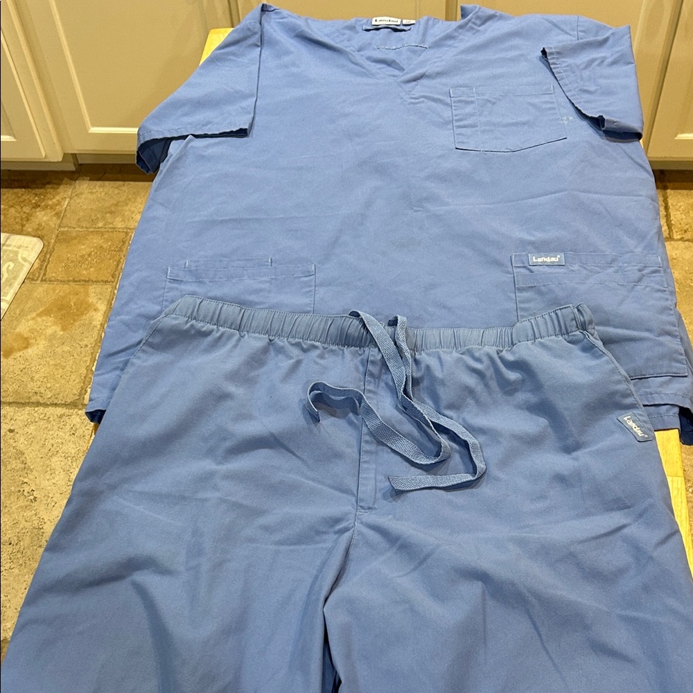Landau Sturdy Blue Scrub Tall XL Top & Pants Set